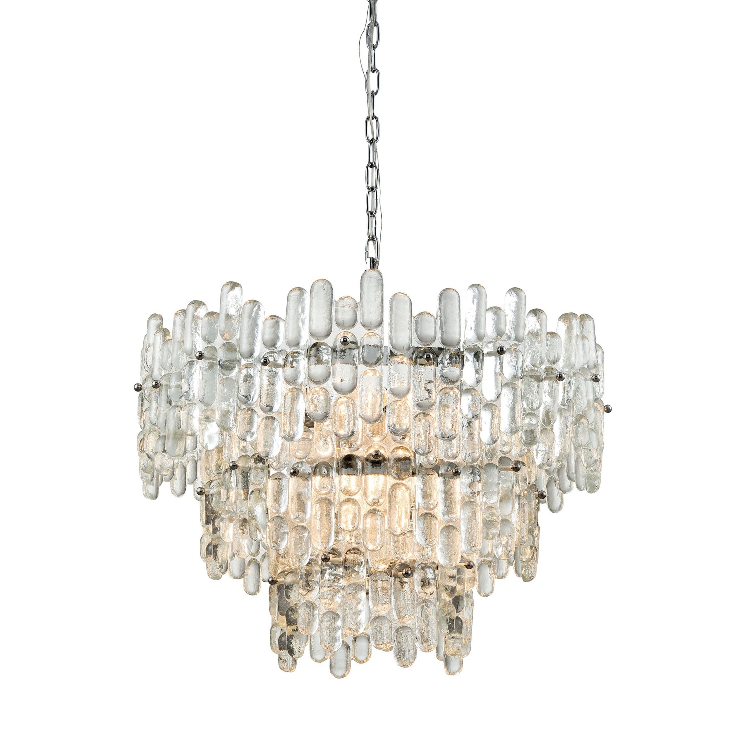 ELK SIGNATURE 1141-086 Icy Reception 27” Wide 9-Light Chandelier – Chrome