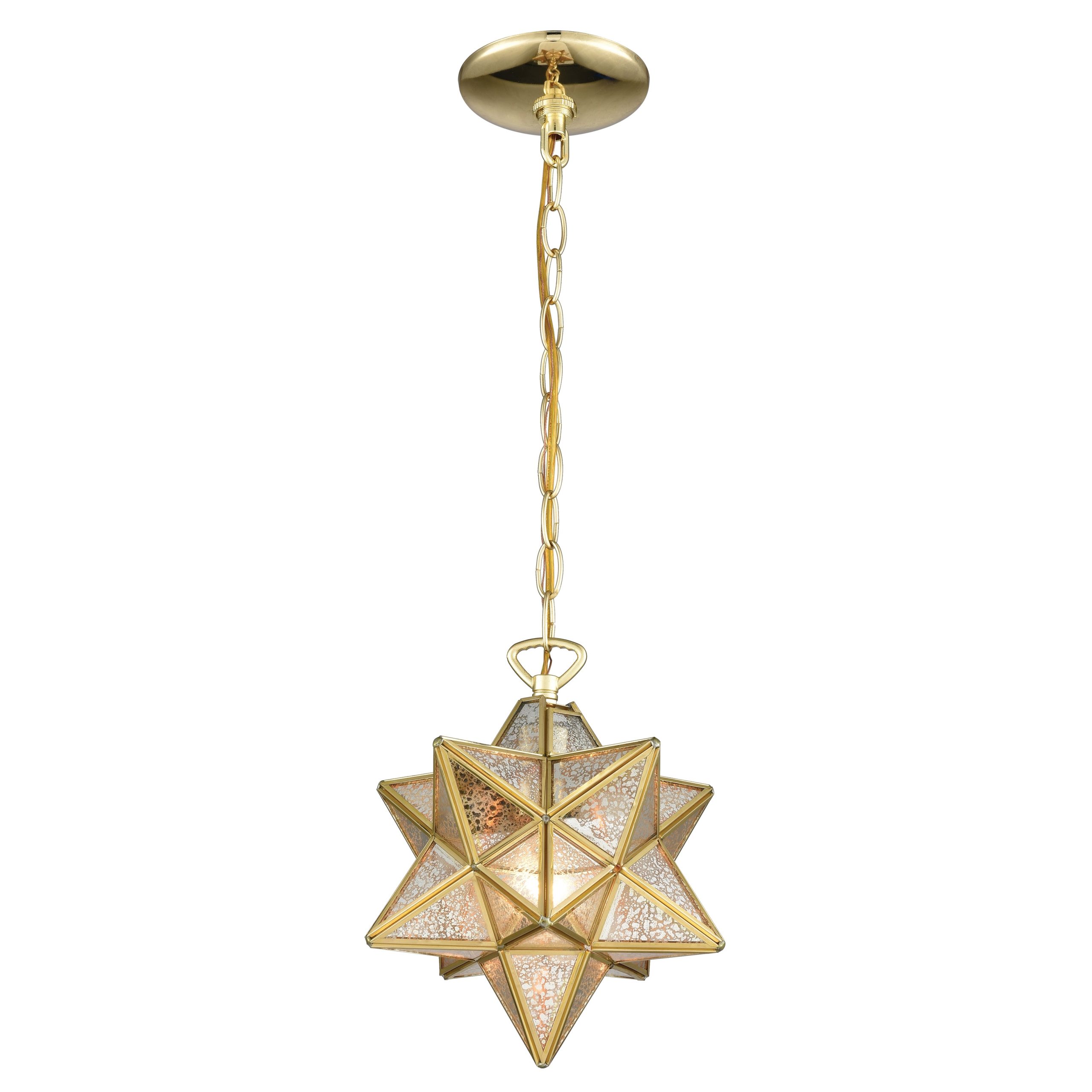 MARKETPLACE 1145-017 Moravian Star 9” Wide 1-Light Mini Pendant – Antique Brass