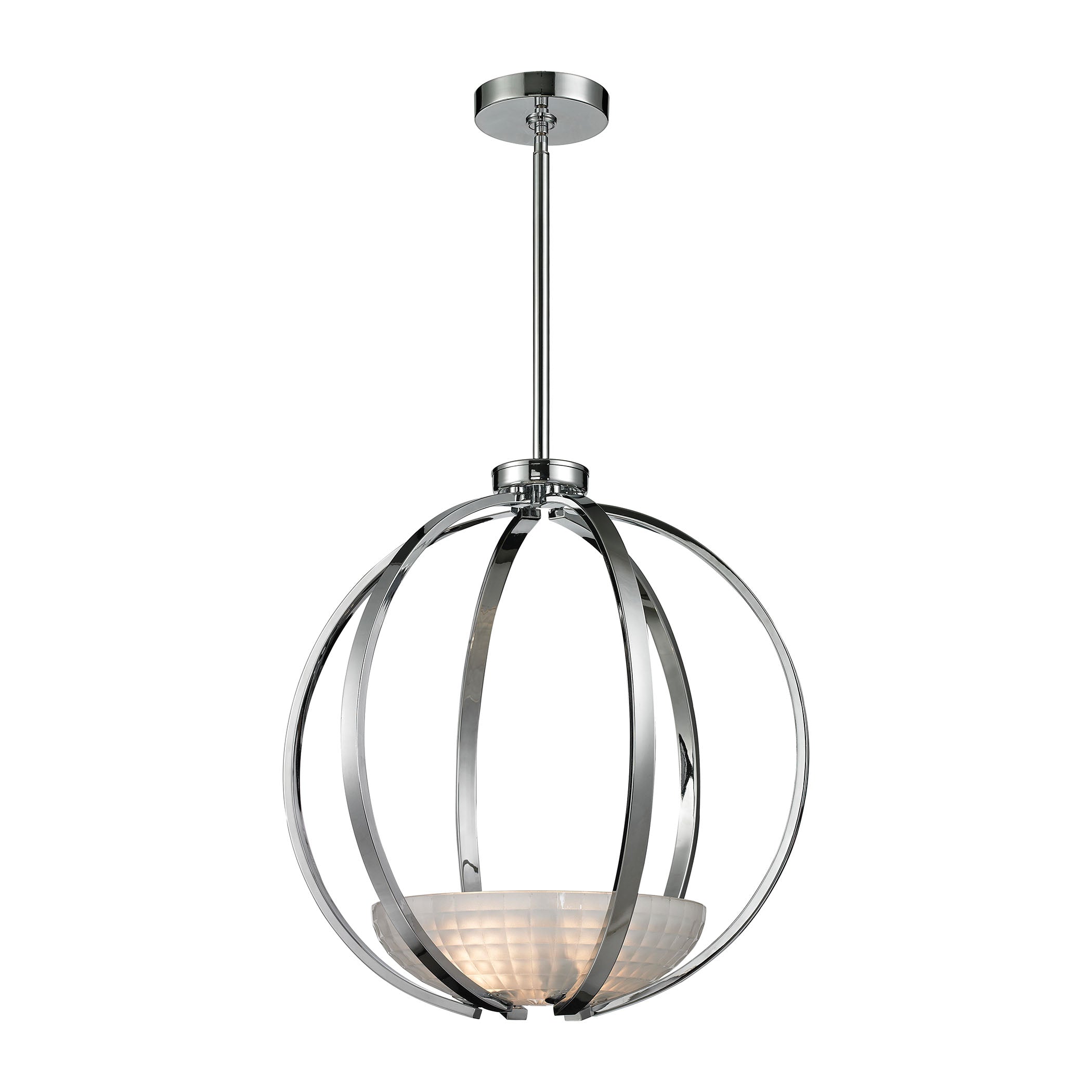 ELK SHOWROOM 11763/3 Sculptive 20” Wide 3-Light Pendant – Polished Chrome