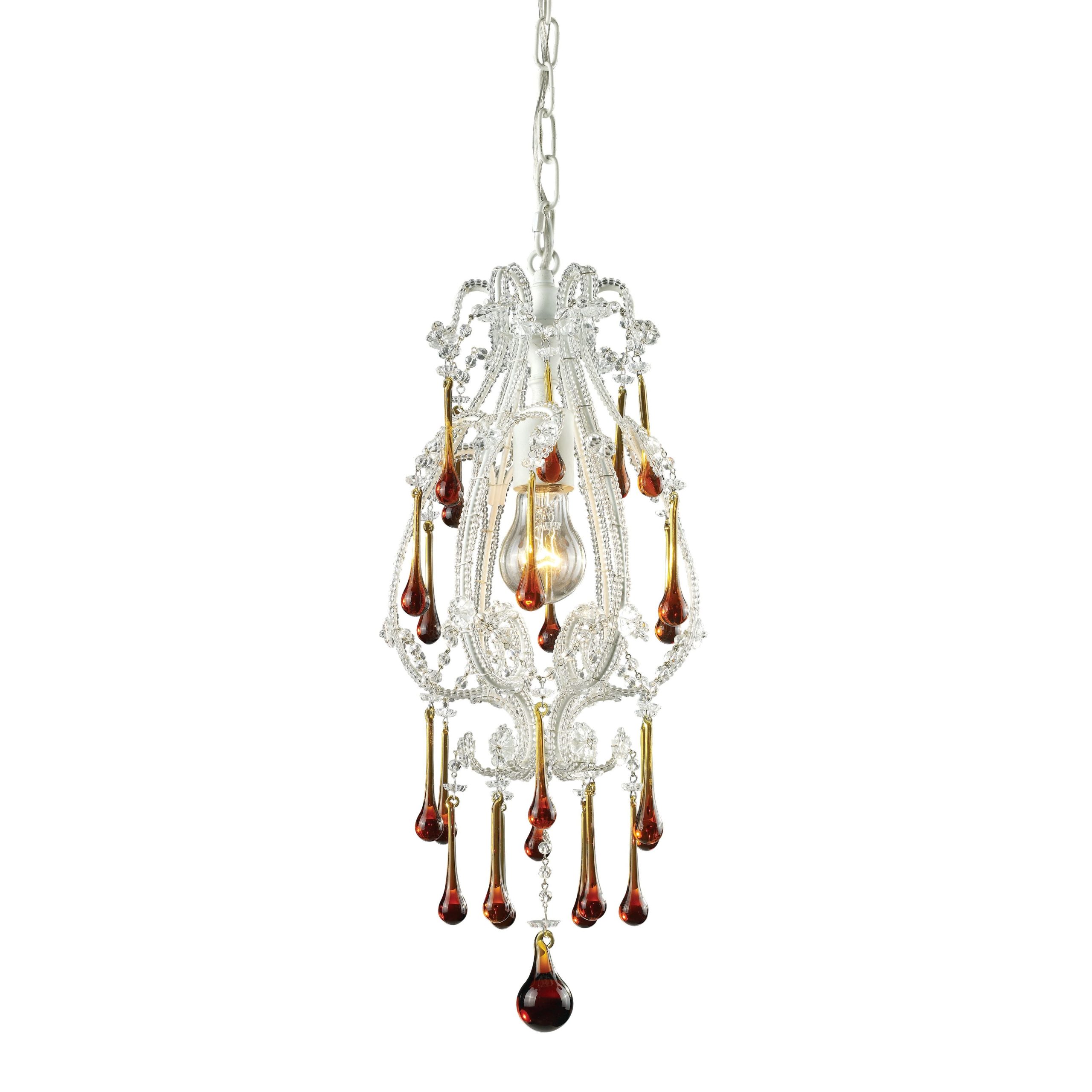 ELK SHOWROOM 12003/1AMB Opulence 8” Wide 1-Light Mini Pendant – Antique White