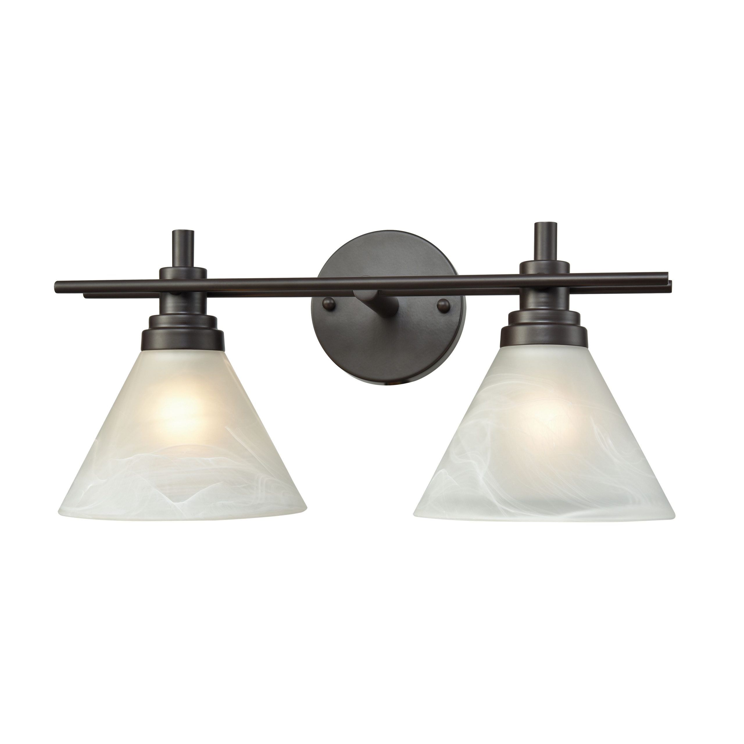 ELK SHOWROOM 12401/2 Pemberton 2-Light Vanity Lamp in Oil Rubbed Bronze with White Marbleized Glass