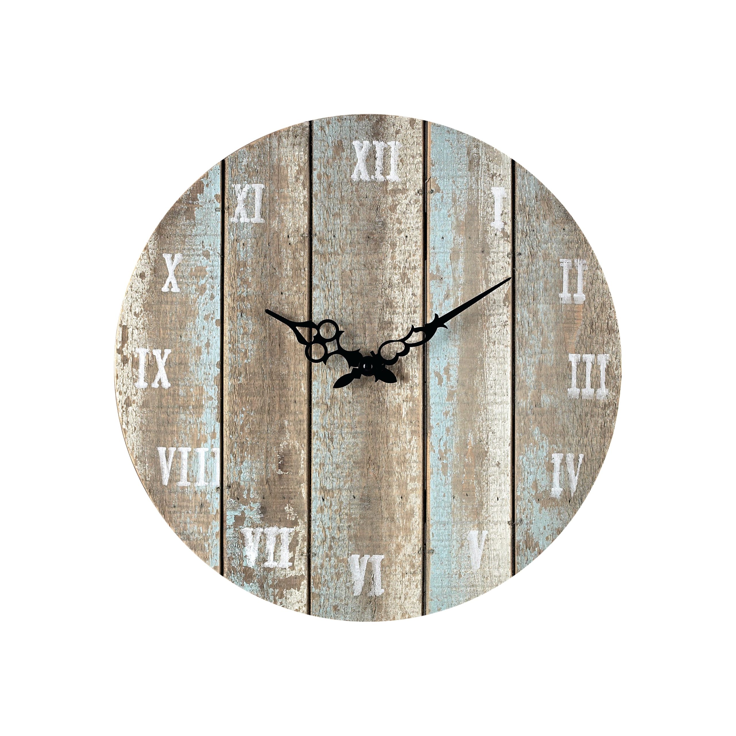 MARKETPLACE 128-1009 Wooden Roman Wall Clock – Weathered Blue