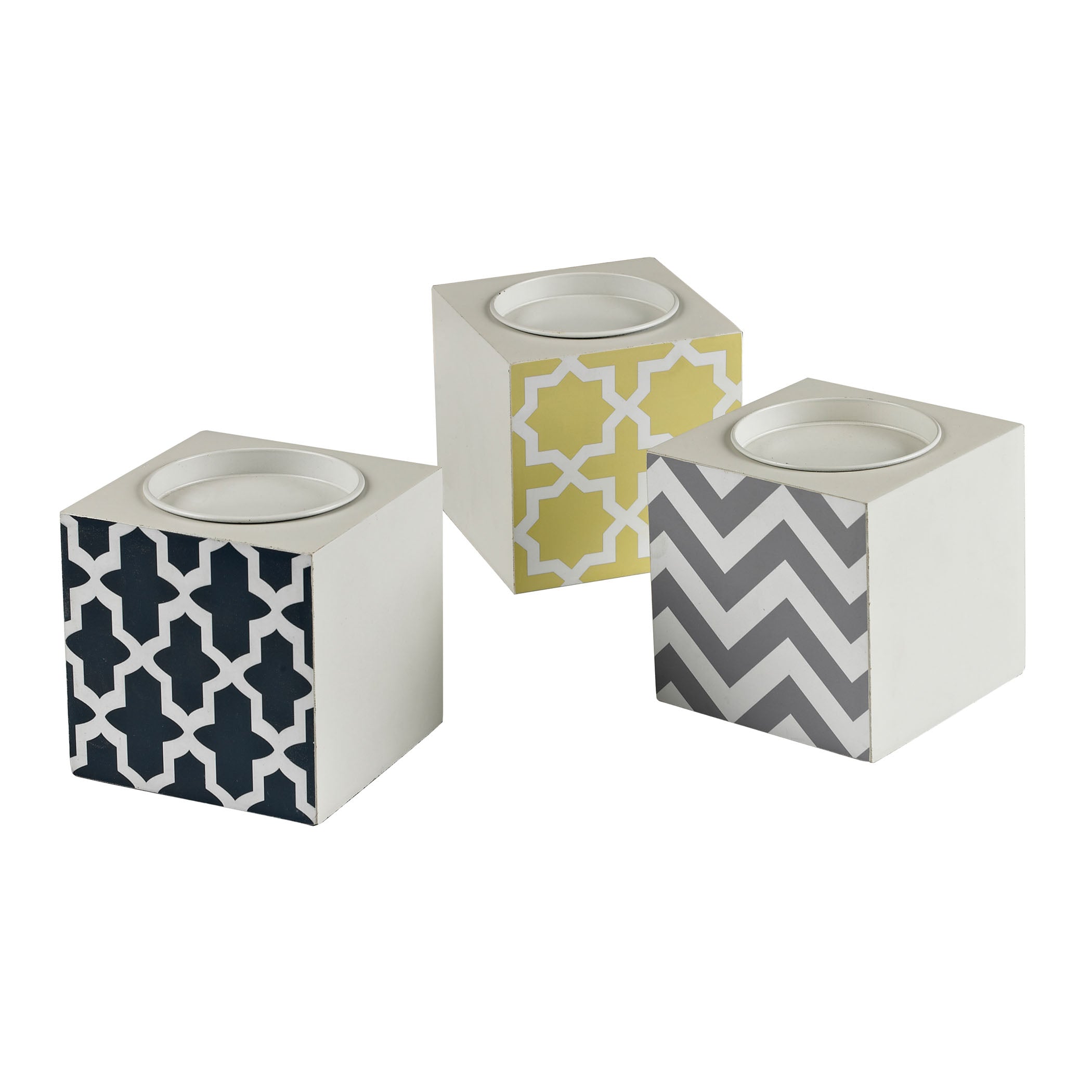 ELK STUDIO 129-1099/S3 Chevron Print Candle Holders (3-piece Set)