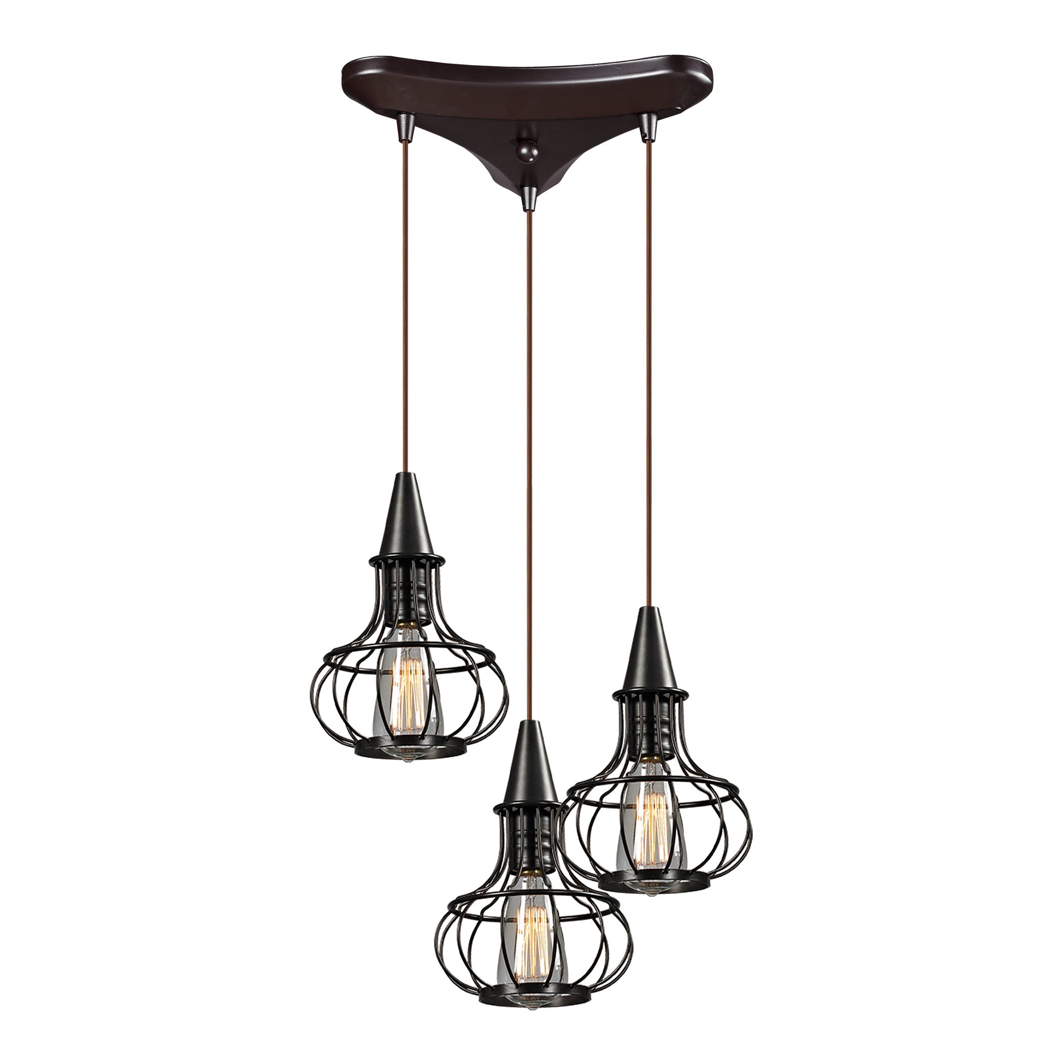 ELK SHOWROOM 14191/3 Yardley 10” Wide 3-Light Mini Pendant – Oil Rubbed Bronze