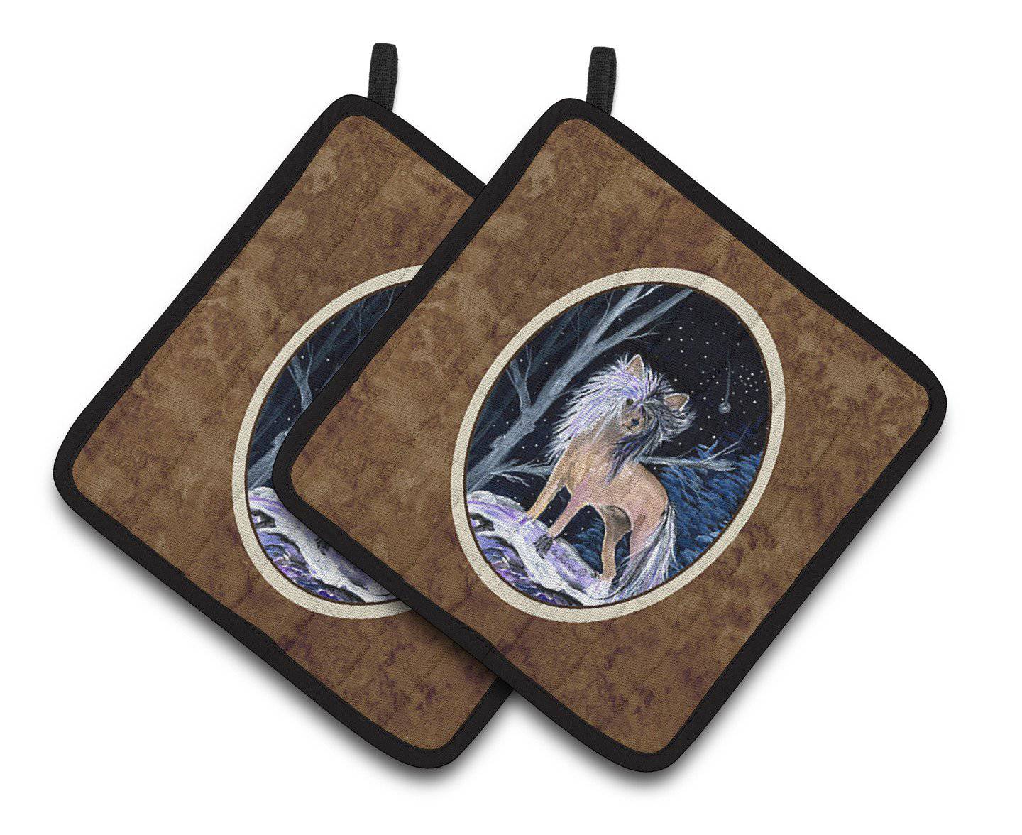 Starry Night Chinese Crested Pair of Pot Holders SS8390PTHD