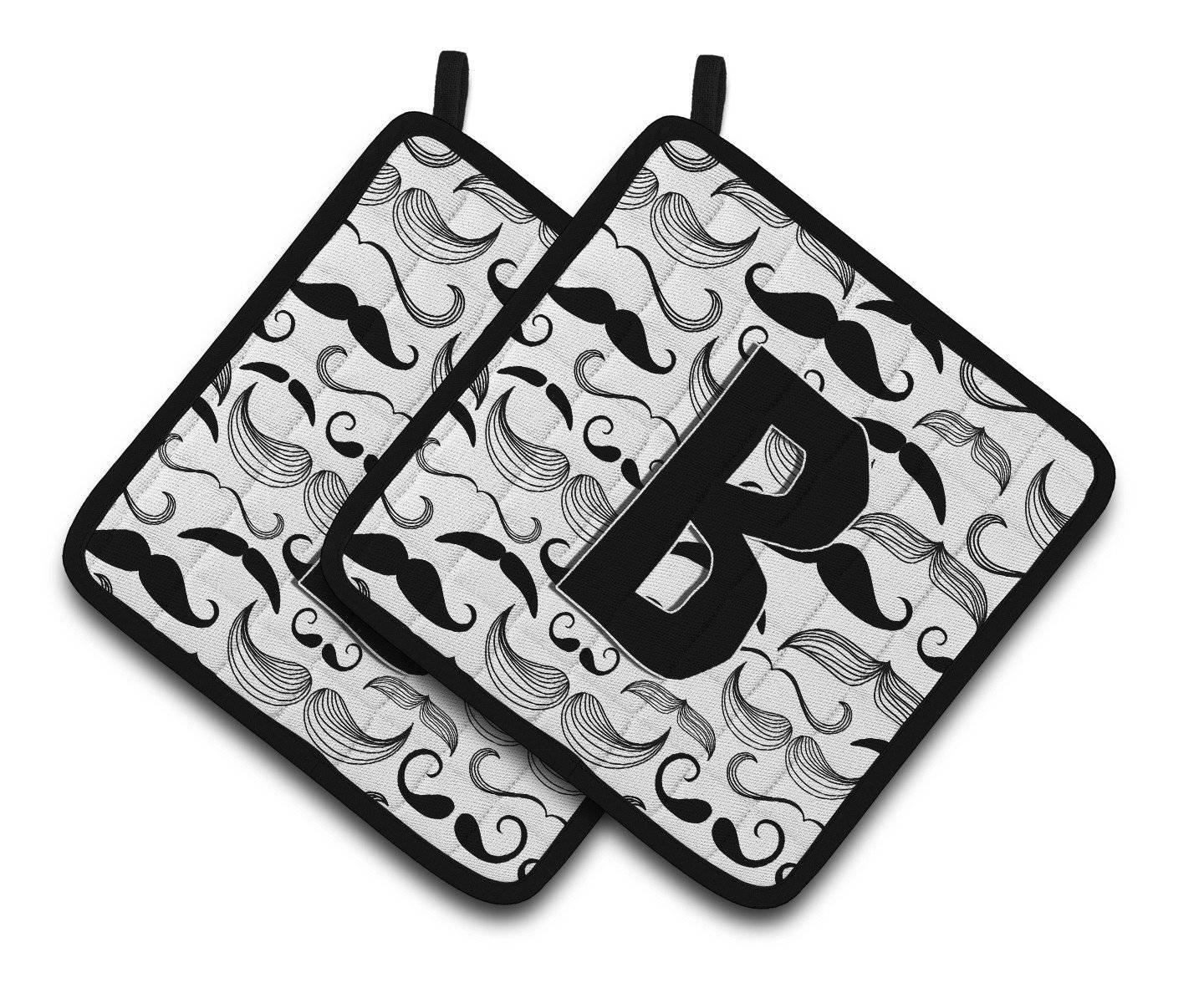 Letter B Moustache Initial Pair of Pot Holders CJ2009-BPTHD