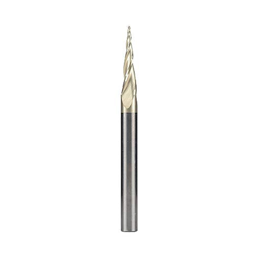 Jiiolioa ZQ31B3 Spiral CNC Router Bits 2D&3D Carving 6.2 Deg Tapered Angle 3 Flute Ball Nose1/4″ Shank 1/32″X1″X1/4″X3″