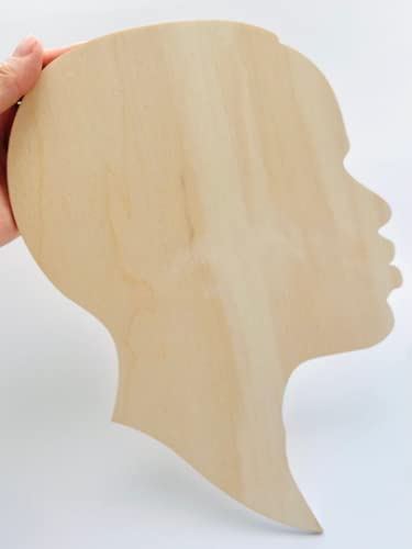 Texan Wood Crafts Small to Large Select your Size African Male, Man Face Silhouette Head Unfinished Wood Laser Cut Cutout Shape DIY Crafts Door Wall