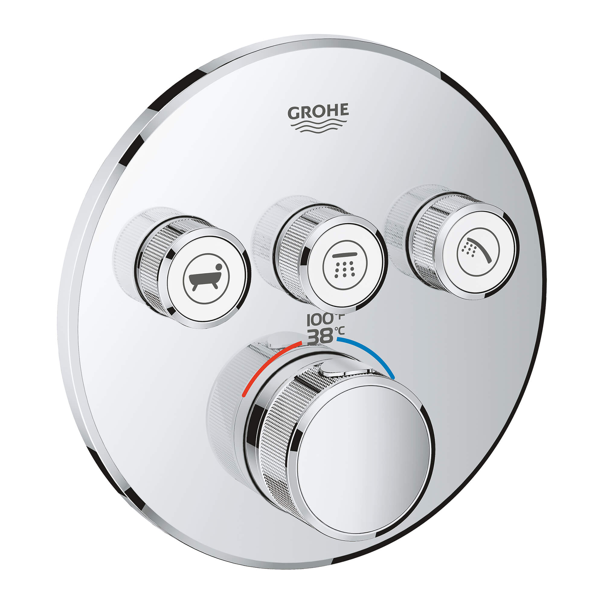 GROHE 29138000 Grohtherm Chrome Triple Function Thermostatic Valve Trim