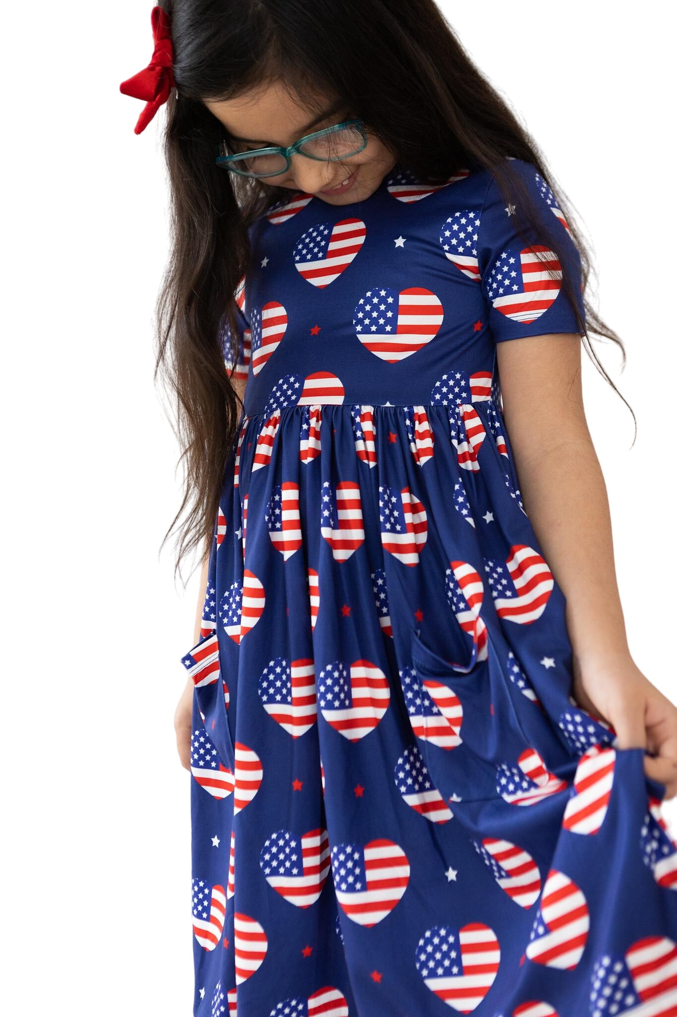 I Heart The Usa S/s Pocket Twirl Dress