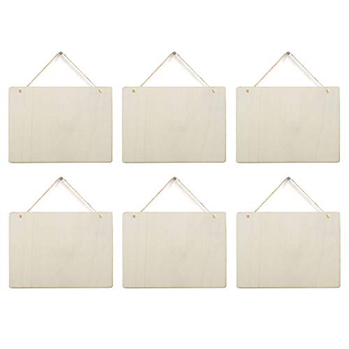 6 Pack Blank Wooden Plaque Rectangle Unfinished Wood Sign Decorative DIY Crafts Signs for Wreath Home Door Wall Art Decoration, 8.8×6.7 Inches