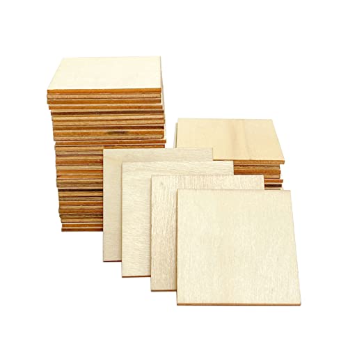 150 Pack 2 Inch Wooden Square Cutouts Blank Wood Pieces Unfinished Tiles for Homemade Crafts