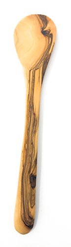 AramediA Wooden Cooking Utensil Olive Wood Spoon – Handmade and Hand Carved By Bethlehem Artisans (12.5″ x 2.5″ x 0.3″)