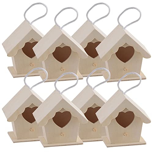 3.7″ Wooden Heart Birdhouse by Make Market – Unfinished Hanging Birdhouse Made of 100% Wood, Outdoor Nesting Boxes – Bulk 8 Pack