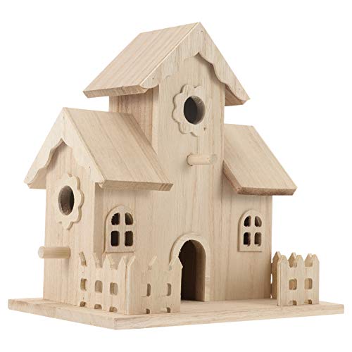 VILLCASE Bird House Unpainted Wooden Birdhouses Natural Unfinished Wood Birdhouse to Paint Mini Bird Feeder Houses to Decorate for DIY Crafts, Indoor