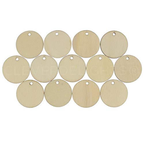 CleverDelights 1 Inch Wood Circles – 50 Pack – 1/16″ Thick – 1″ Round Unfinished Craft Pieces