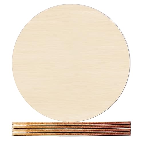 HILELIFE Wood Rounds for Crafts 10 Inch – 5 Pack Wood Round, Unfinished Wood Circles for Crafts, Round Wooden Discs, Circle Wood Sign Blank