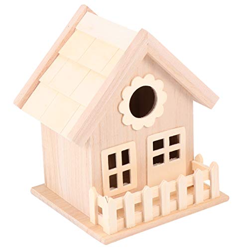 Milisten 1Pcs Unpainted Wooden Birdhouses Natural Unfinished Wood Birdhouse to Paint Mini Bird Nest for DIY Crafts, Indoor Outdoor Bird House