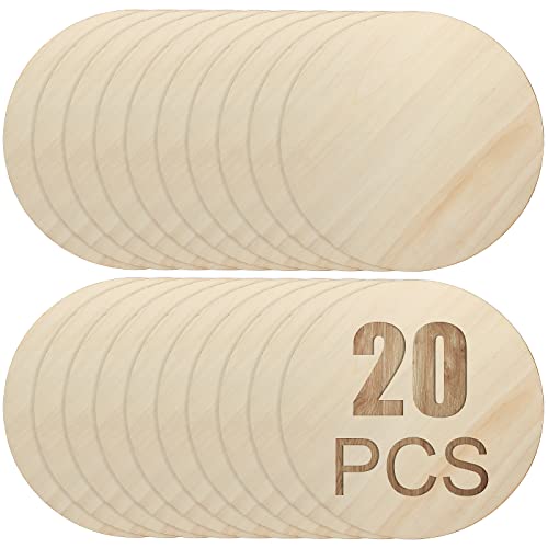 CYEAH 20 PCS Round Wood Circles for Crafts, 10 Inch Unfinished Wooden Circles Wood Rounds Wood Plaque for Making Craft, Home Decor, Wood Burning