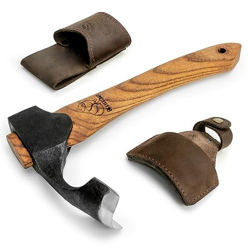 BeaverCraft Forged Adze Woodworking Bowl Adze with Wooden Handle Woodcarving Curved Adze – Wood Carving Axe Gutter Adze – Hand Wood Carving Tools