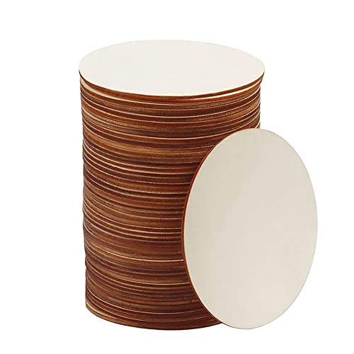 WLIANG 50 Pcs 4 Inch Wood Circles for Crafts, Unfinished Blank Wooden Circles Round Disc Cutouts for DIY, Painting, Staining, Christmas, Coasters