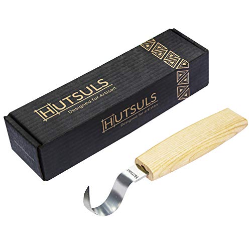 Hutsuls Spoon Carving Knife for Beginners – Right-Handed Razor Sharp Wood Carving Hook Knife Tool in a Beautifully Designed Gift Box Kuksa Carving