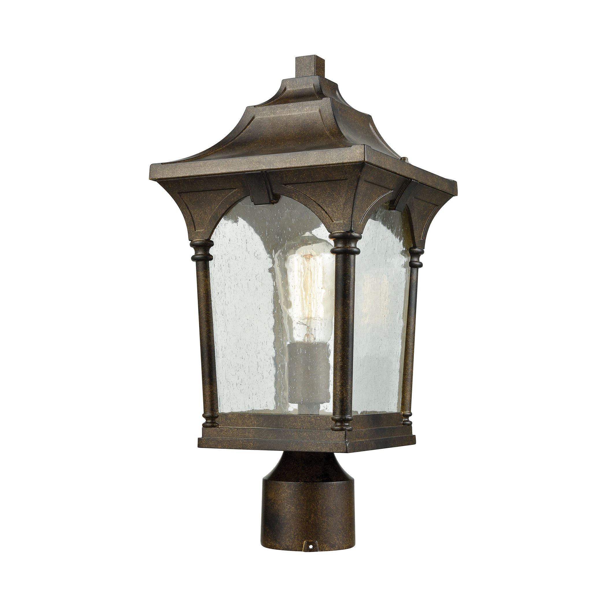 ELK SHOWROOM 45048/1 Loringdale 17” High 1-Light Outdoor Post Light – Hazelnut Bronze