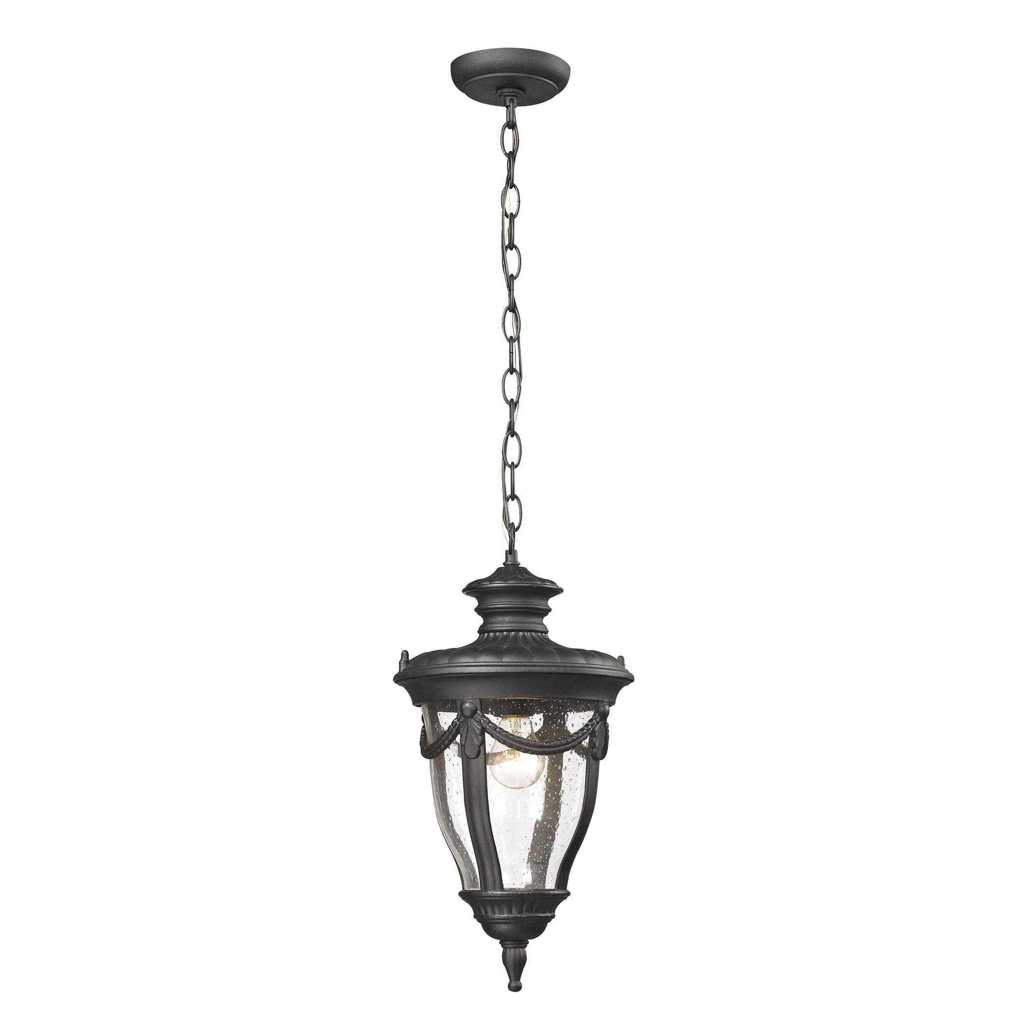 ELK SHOWROOM 45078/1 Anise 16” High 1-Light Outdoor Pendant – Textured Matte Black