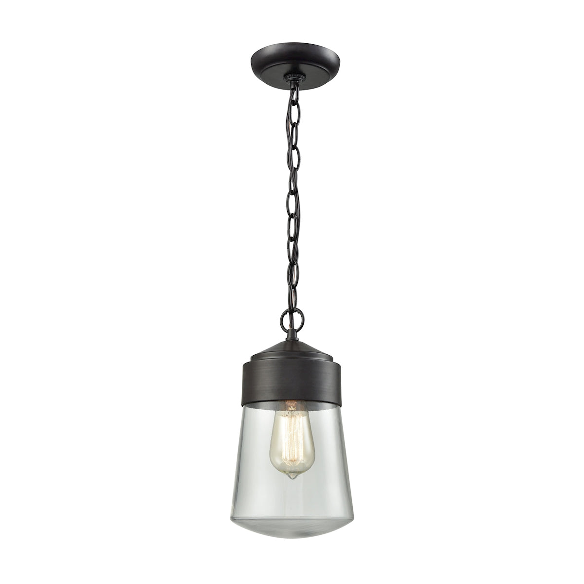 ELK SHOWROOM 45118/1 Mullen Gate 6” Wide 1-Light Outdoor Pendant – Oil Rubbed Bronze