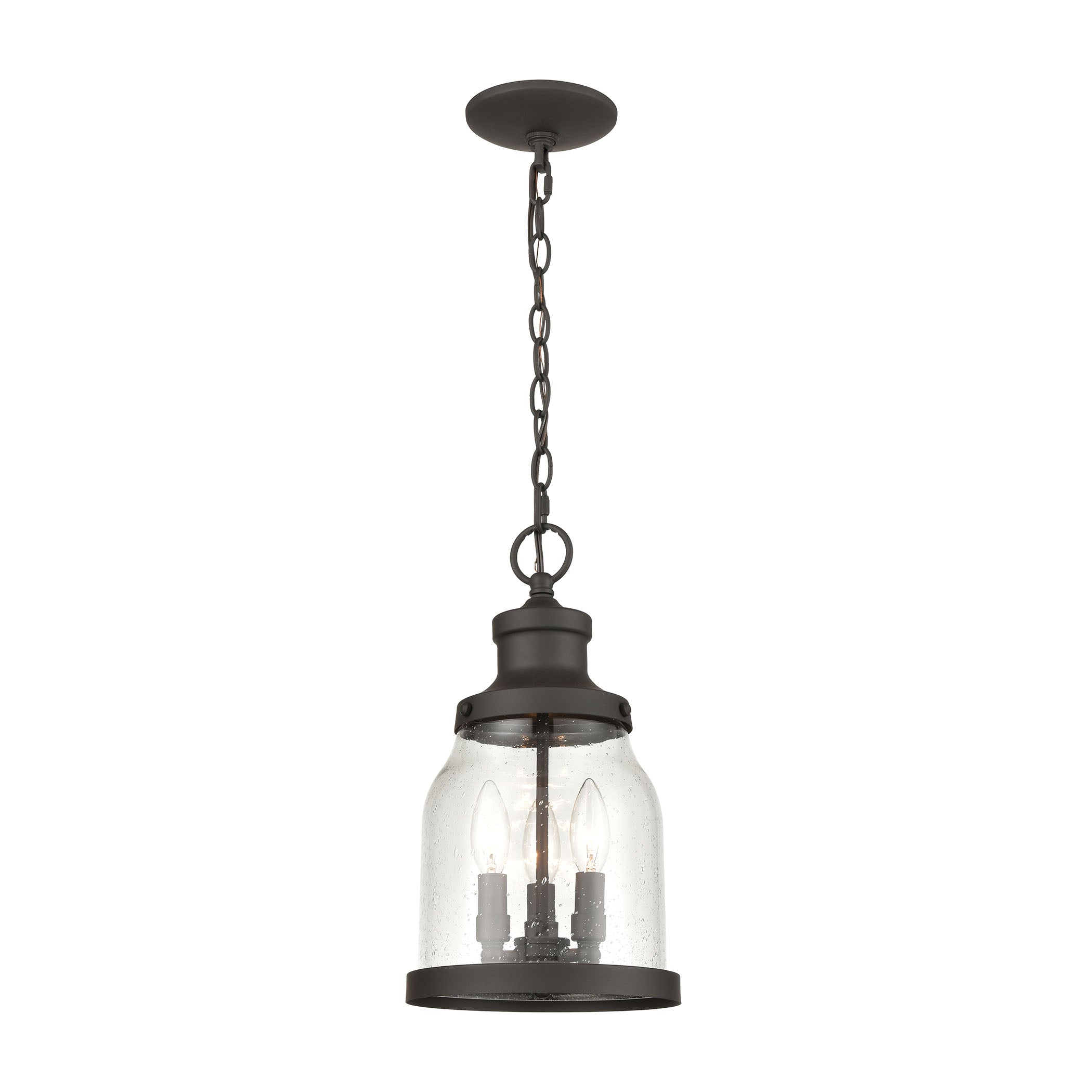 ELK SHOWROOM 45423/3 Renford 8” Wide 3-Light Outdoor Pendant – Architectural Bronze