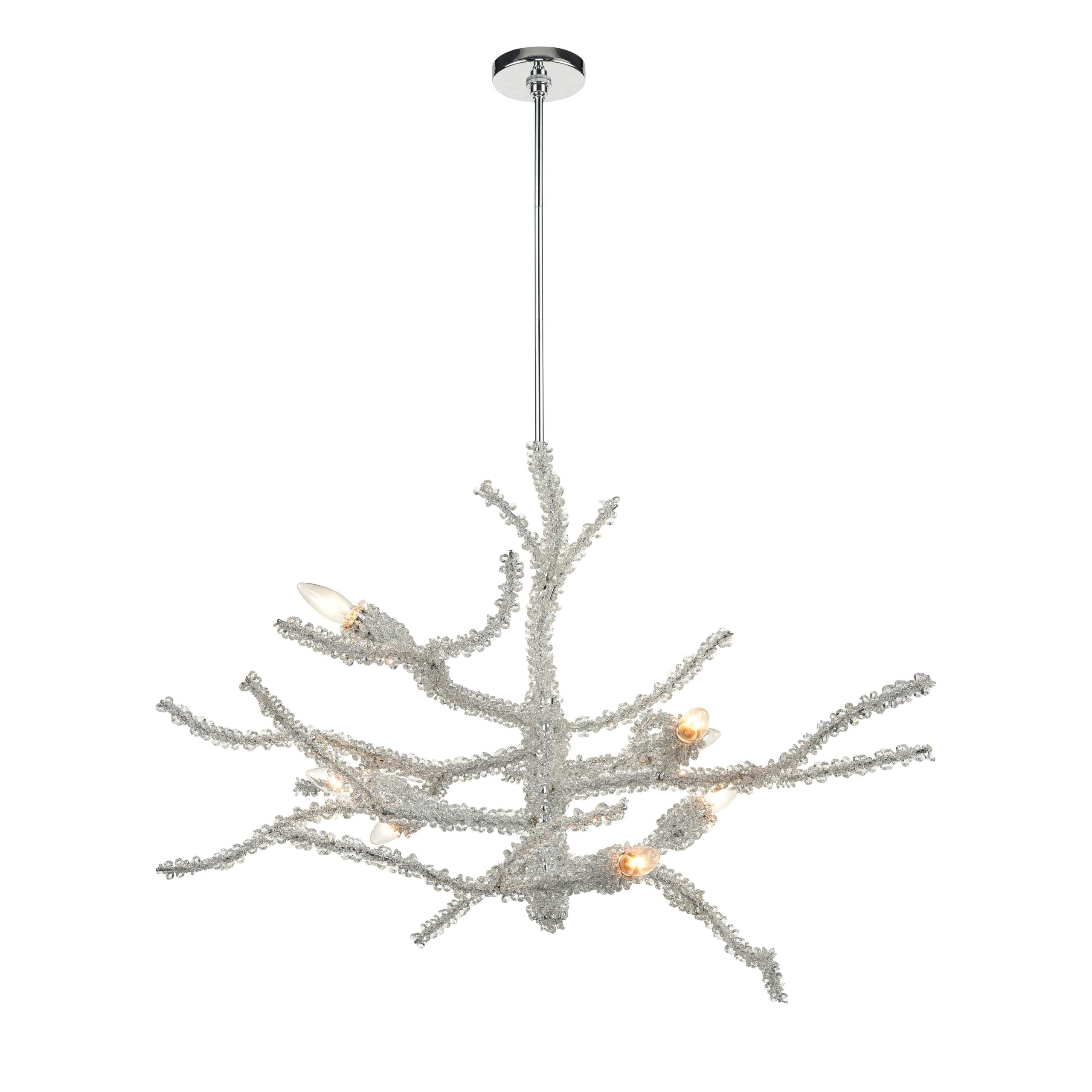 ELK SHOWROOM 46782/8 Winter’s Spray 39” Wide 8-Light Chandelier – Polished Chrome