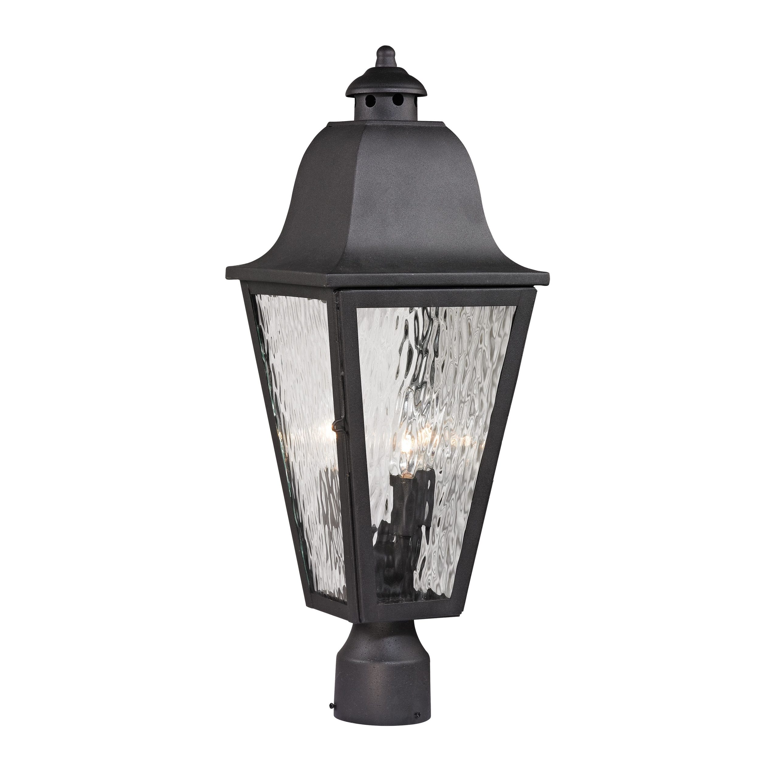 ELK SHOWROOM 47105/3 Forged Brookridge 23” High 3-Light Outdoor Post Light – Charcoal