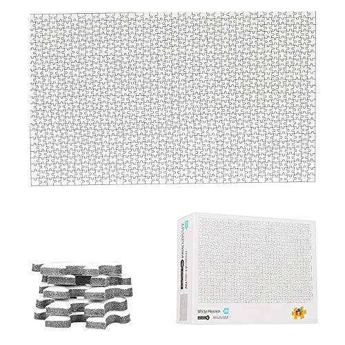 TINYOUTH 1000 Pieces Blank Jigsaw Puzzle to Draw On, 42cmx29.7cm DIY White Puzzles, 2mm Mini Jigsaw Puzzle Family Puzzle Game Stress Reliever