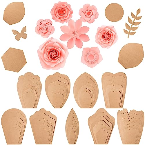 Harloon 60 Pcs Large Paper Flower Template Kit DIY Paper Flowers Decorations for Wall Flower Petal Stencil, 9 Types of Flowers for Wedding Birthday