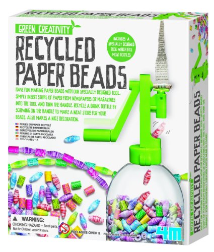 4M Green Creativity Recycled Paper Beads Kit – Arts & Crafts Upcycle Decorative Jewelry Art Gift for Kids & Teens, Boys & Girls Small