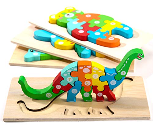 Montessori Mama Wooden Toddler Puzzles for Kids Ages 3-5, Montessori Toys for 2 Year Old, Wooden Puzzles for Toddlers 1-3 Years, 4-Pack Toddler