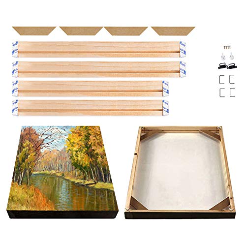 Canvas Stretcher Bars 12x16inch (30.5×40.6cm), DIY Wood Canvas Frame, Easy to Assemble Canvas Frame, Gallery Wrap Oil Frame Kits Canvas Wood