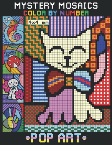 Mystery Mosaics Color By Number Pop Art: Dazzling Pixel Coloring Book with Mystery Squares (4×4 mm), Color Quest for Stress Relief & Relaxation