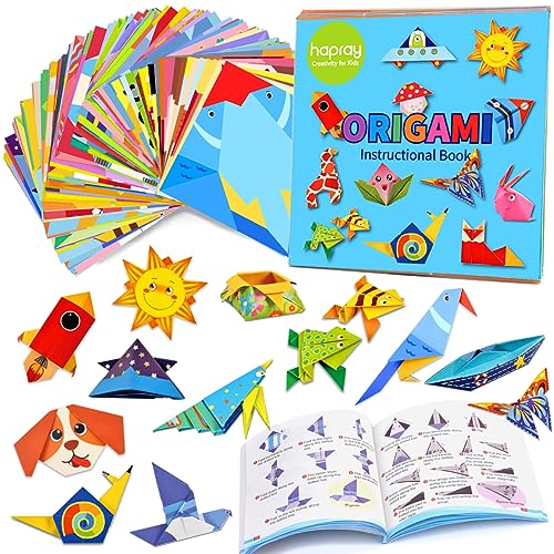 hapray Origami Kit for Kids Ages 5-8 8-12, with Guiding Book, 98 Sheets Paper with 47 Patterns, DIY Art and Craft Projects, Beginners Children’s Day