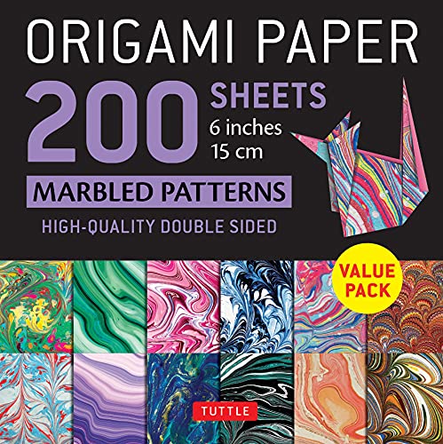 Origami Paper 200 sheets Marbled Patterns 6″ (15 cm): Tuttle Origami Paper: Double Sided Origami Sheets Printed with 12 Different Patterns