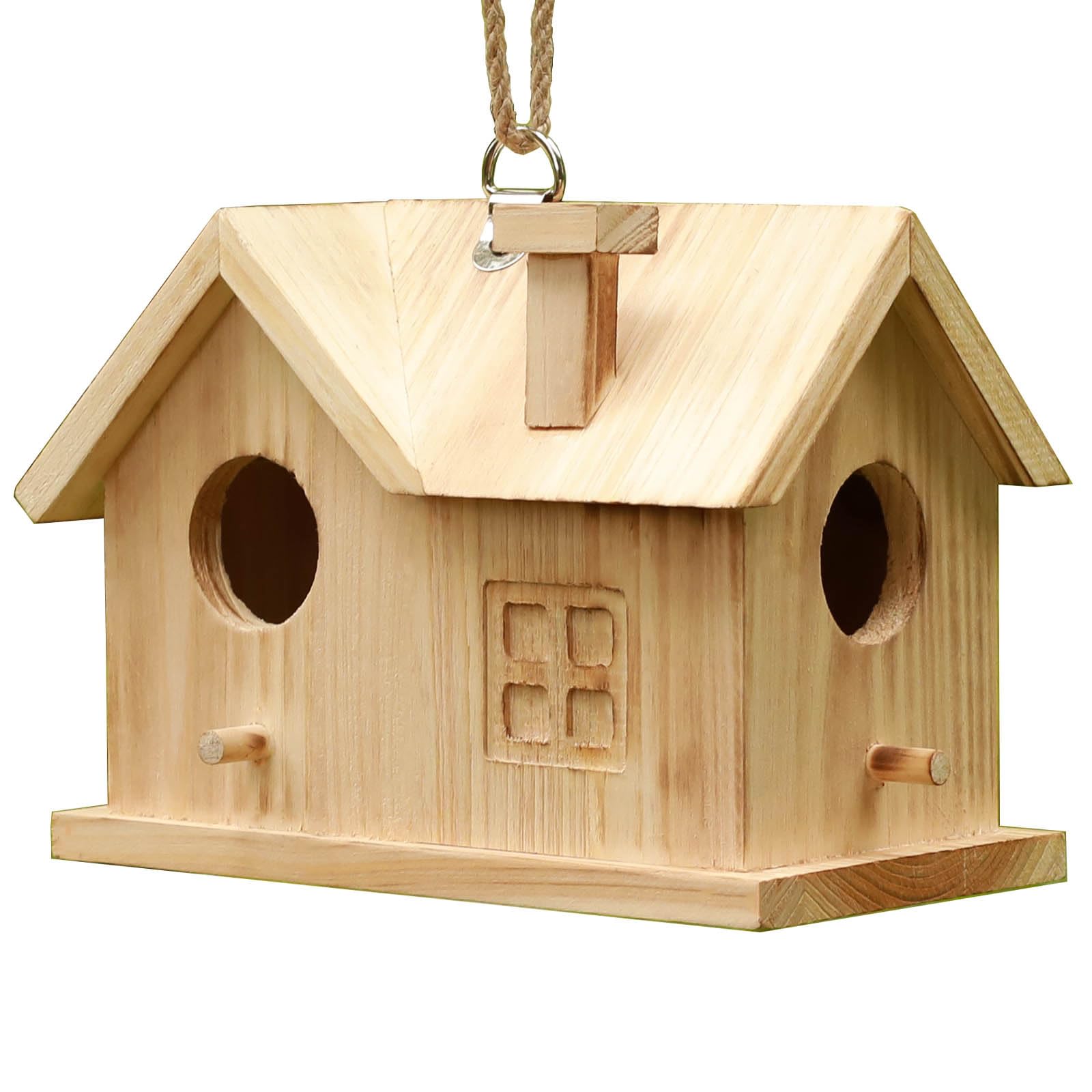 Bird House Outdoors Hanging Bird House for Outside – Unfinished Wooden Birdhouse for Painting – Sheltered Warm Place for Small Birds Bluebird House-