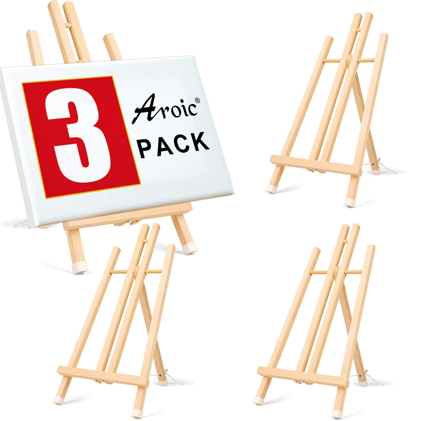 3 Pack 16 Inch Wood Easels, Easel Stand for Painting Canvases, Art, and Crafts, Tripod, Painting Party Easel, Kids Student Tabletop Easels for Painting, Portable Canvas Photo Picture Sign Holder