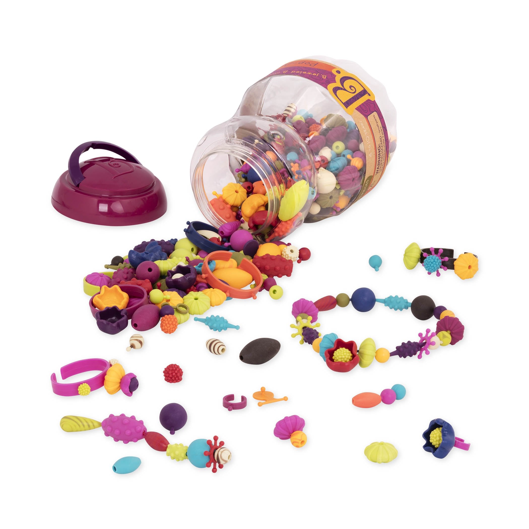 B. toys – Pop Arty! 500 Pcs- Jewlery Making Kit- Creative Pop Snap Bead Set for Kids –DIY Craft Jewelry Making Kit –Necklaces, Rings, Bracelets – 4