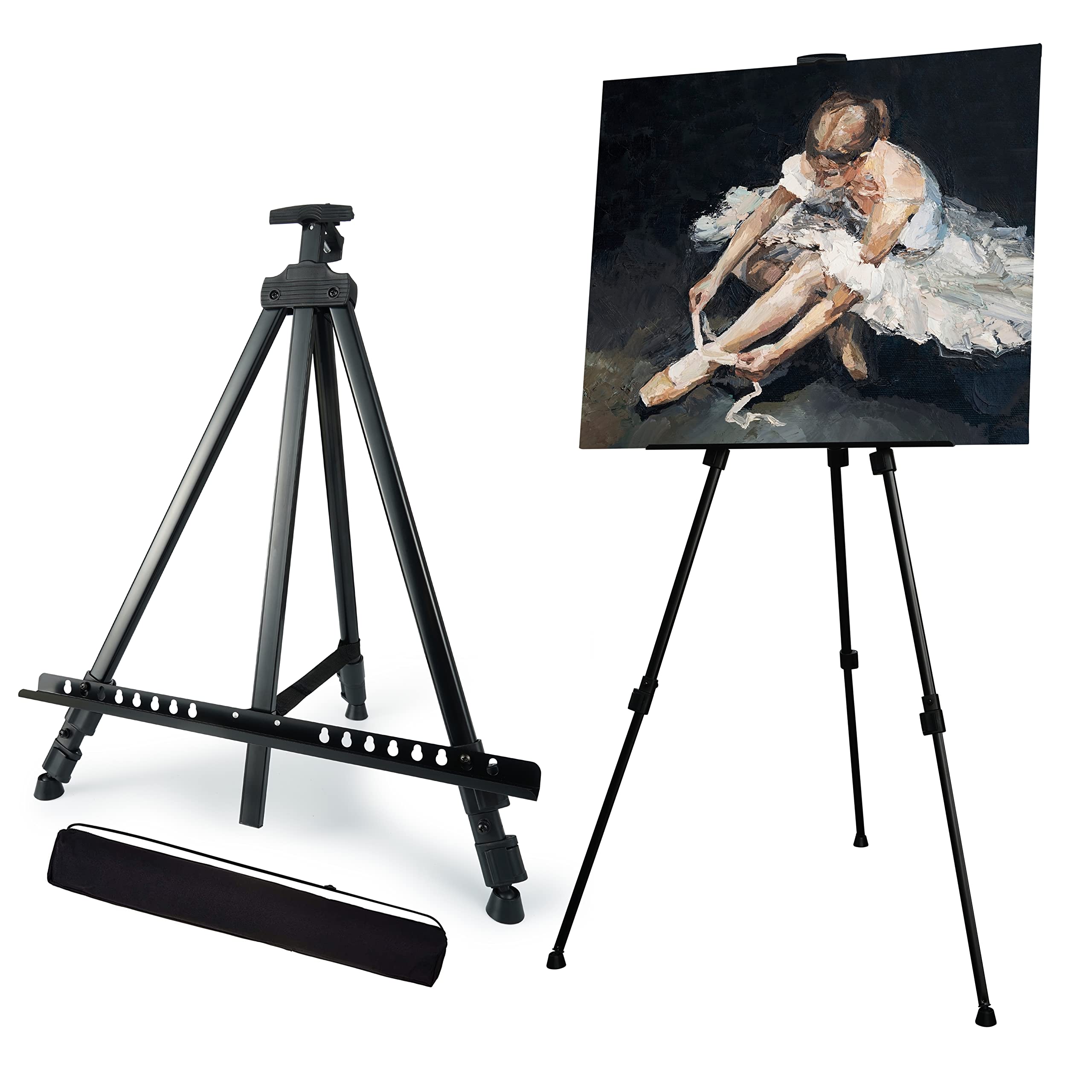 Artify 73 Inches Double Tier Easel Stand, Adjustable Height from 22-73”, 3 in 1, for Painting and Display with a Carrying Bag, 1PACK