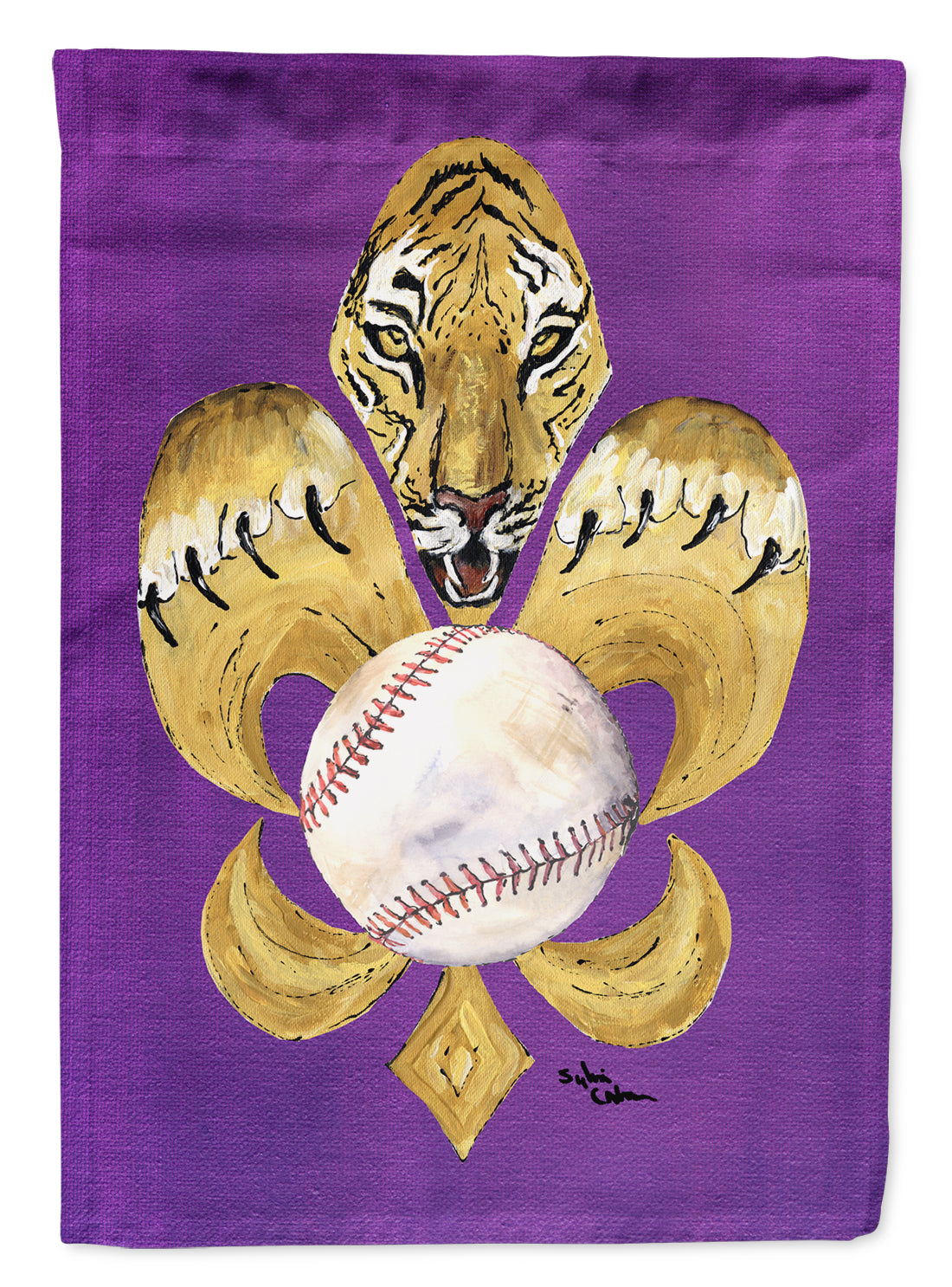 Tiger Fleur de lis Baseball Flag Garden Size