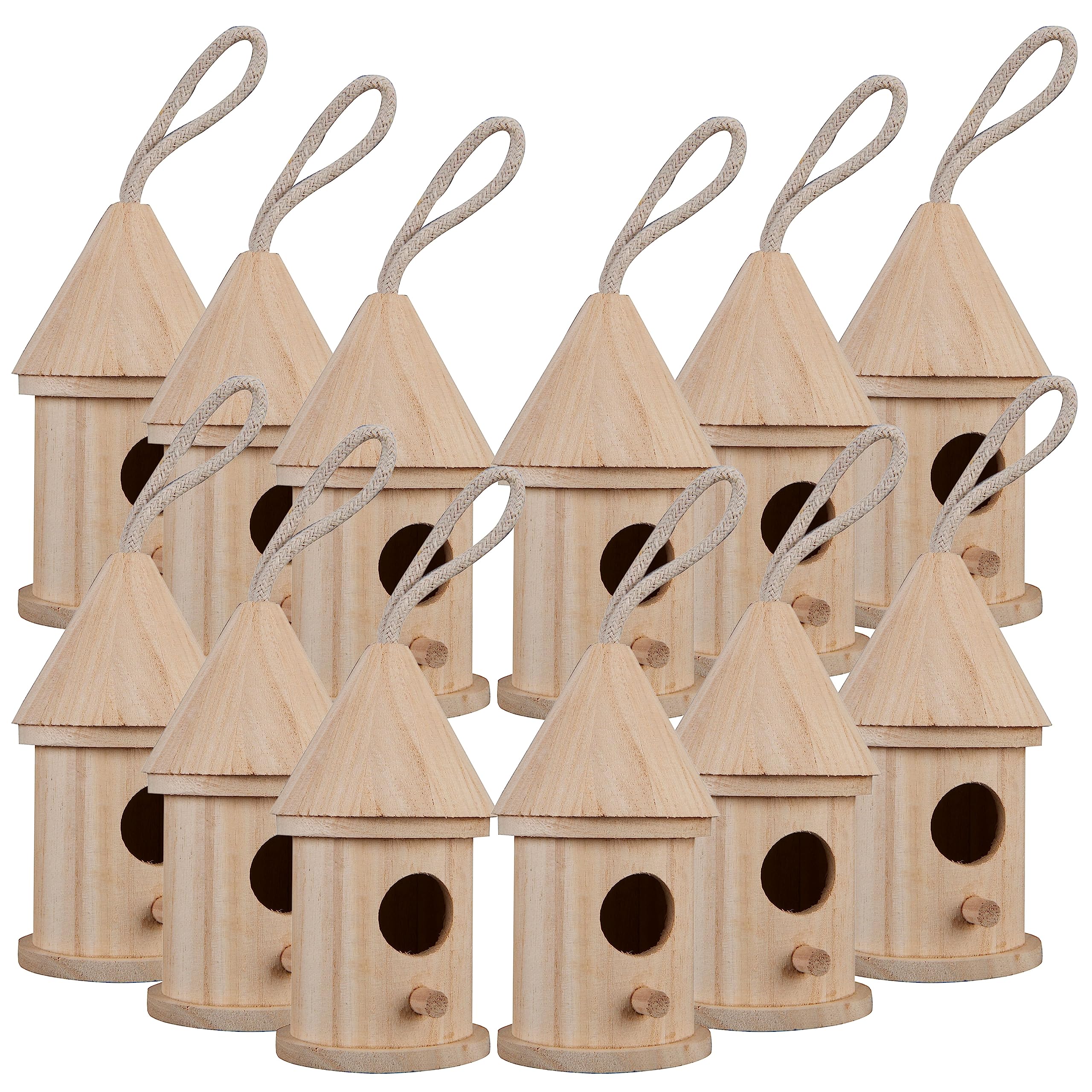 5″ Wooden Hut Birdhouse by Make Market – Unfinished Birdhouse Made of 100% Wood, Outdoor Nesting Boxes – Bulk 12 Pack