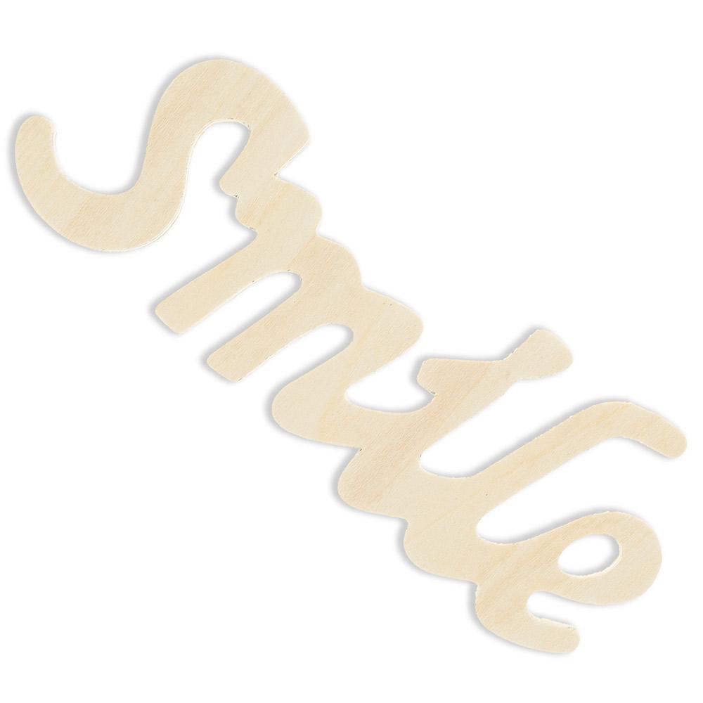 Unfinished Unpainted Word “smile” Sign Cutout Diy Craft 7.25 Inches