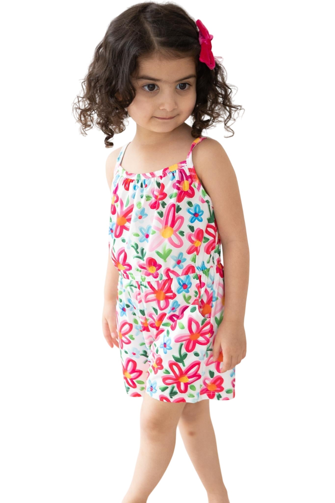 Neon Floral Strappy Play Romper