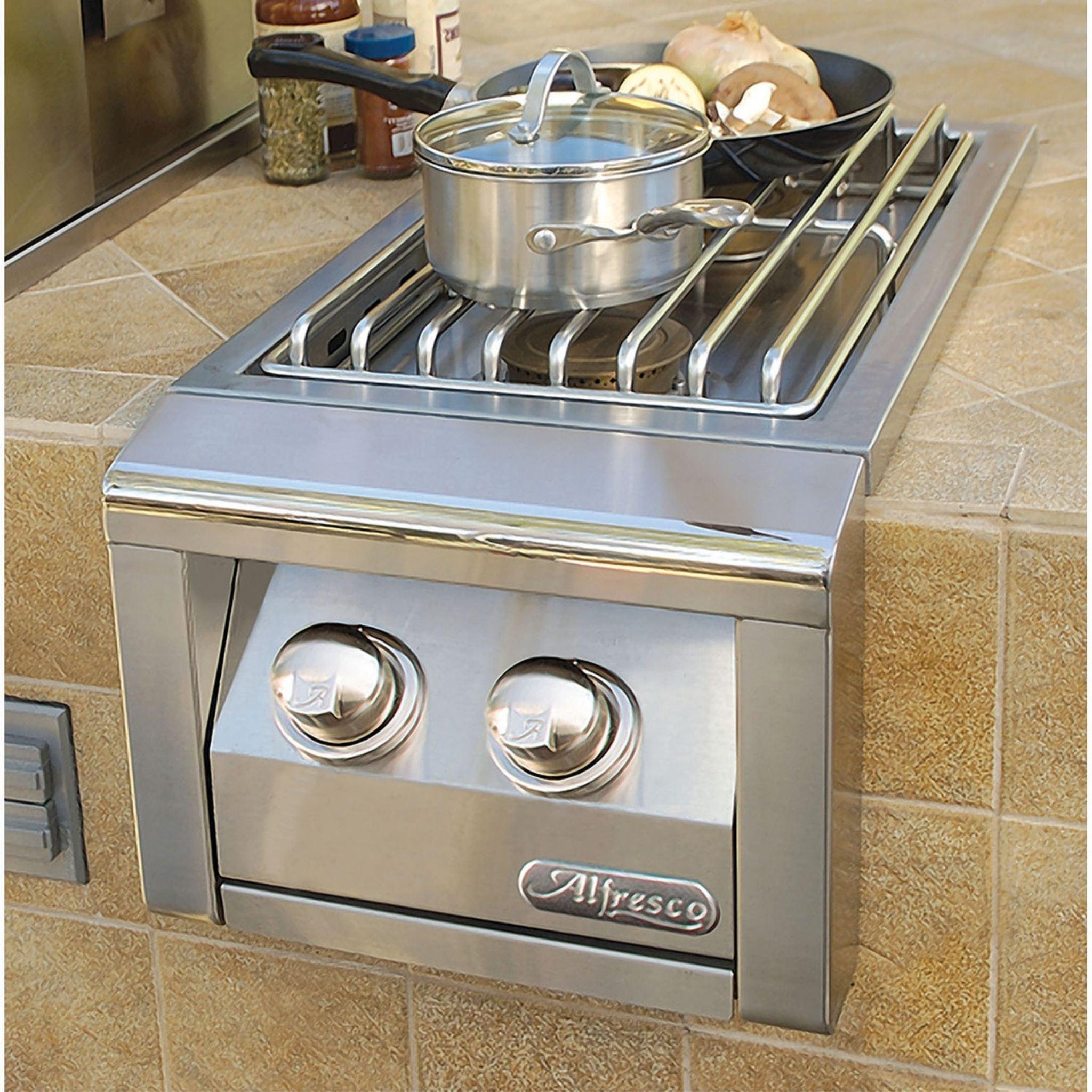 Alfresco 14″ Signal Grey Gloss Natural Gas Double Side Burner for Cart