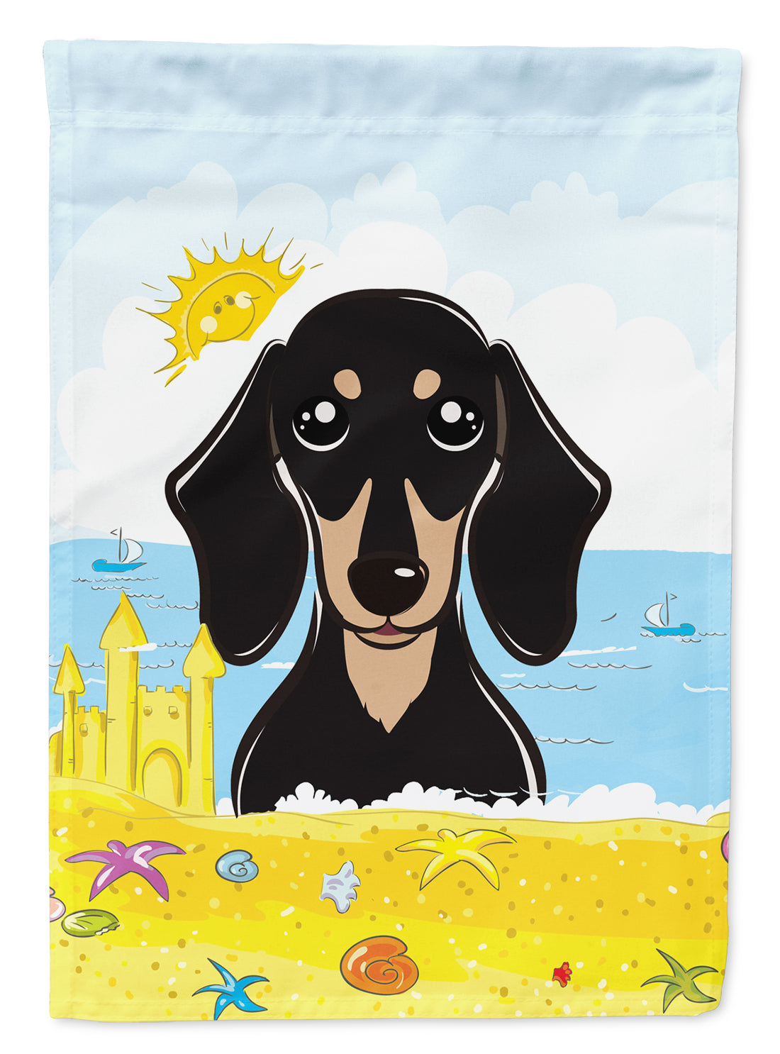 Smooth Black and Tan Dachshund Summer Beach Flag Garden Size BB2083GF